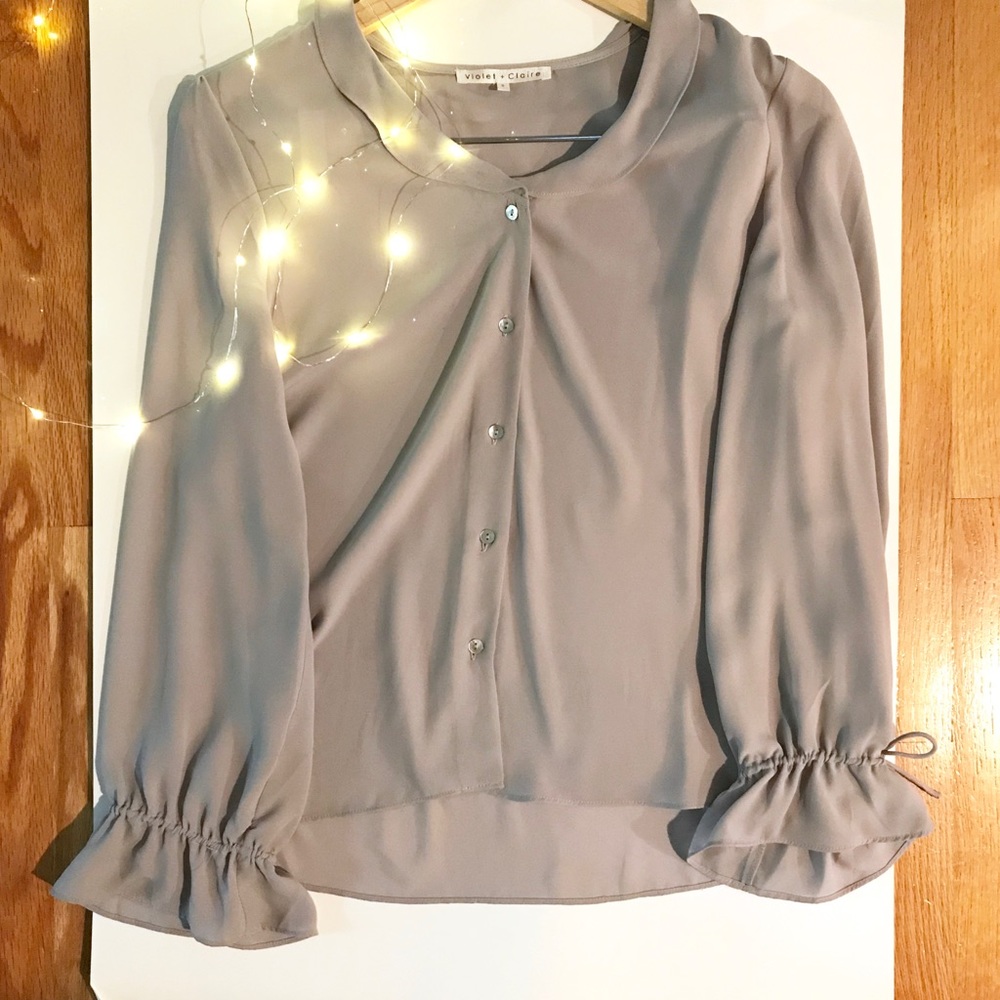 Violet + Claire Sheer Button-Down Blouse